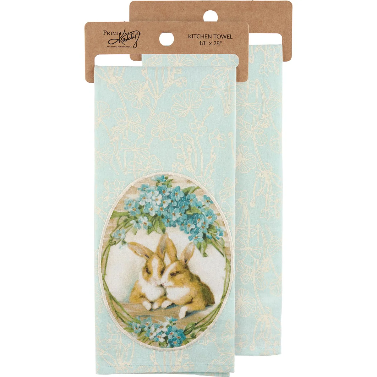 ๐ Blue Bunny Floral Kitchen Towel - Image 2