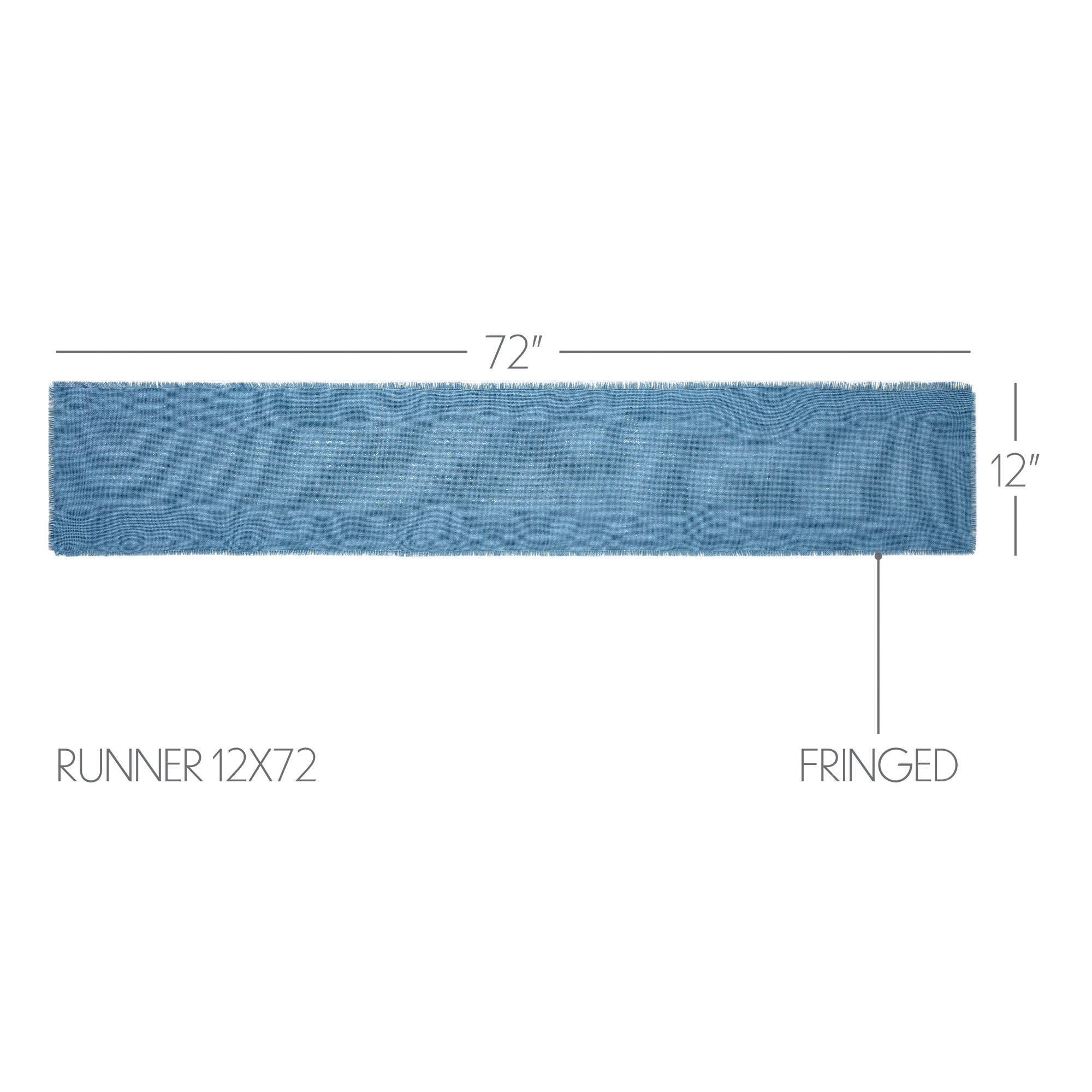 Blue Burlap Fringed Table Runner 12" x 72" - Image 2