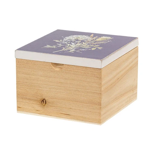 Blue Floral Hinged 4" Trinket Box - Image 2