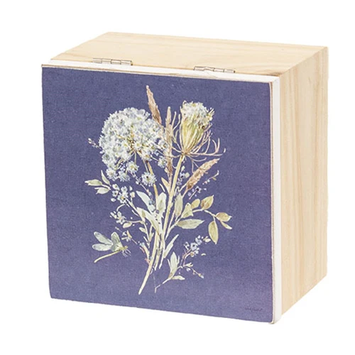 Blue Floral Hinged 4" Trinket Box - Image 3