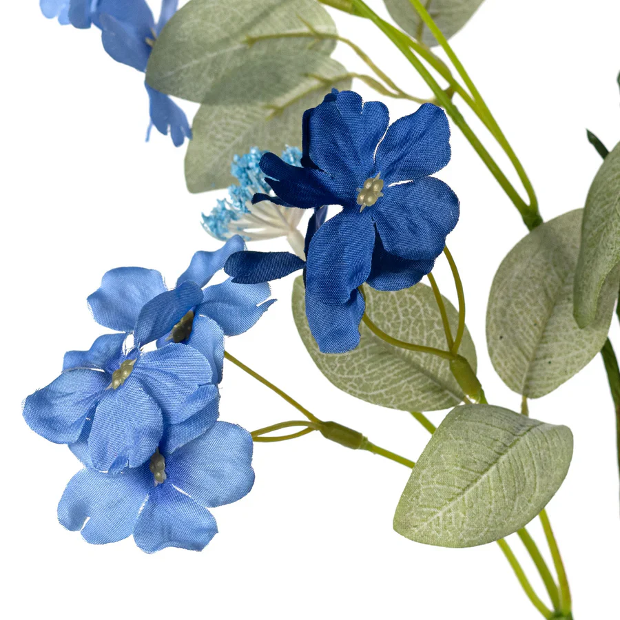 Blue Plum Blossom 25" Faux Floral Spray - Image 2