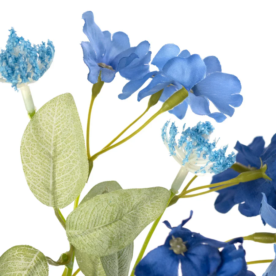 Blue Plum Blossom 25" Faux Floral Spray - Image 3