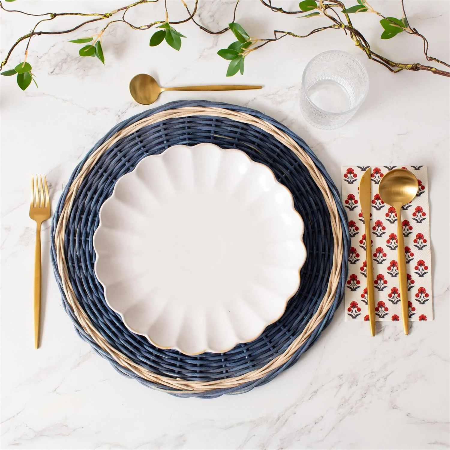 Blue Rattan 14.75" Plate Charger - Image 2