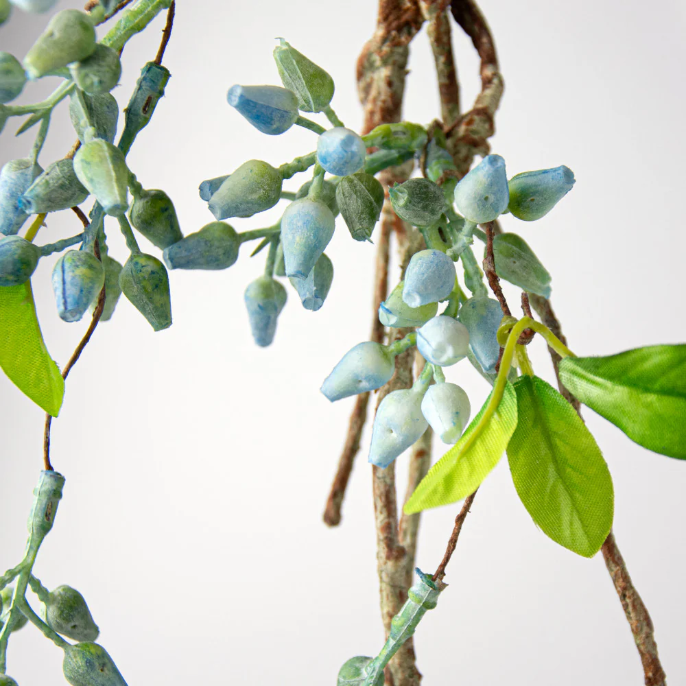Blue Seeded Berry Vine 62" Faux Floral Garland - Image 4