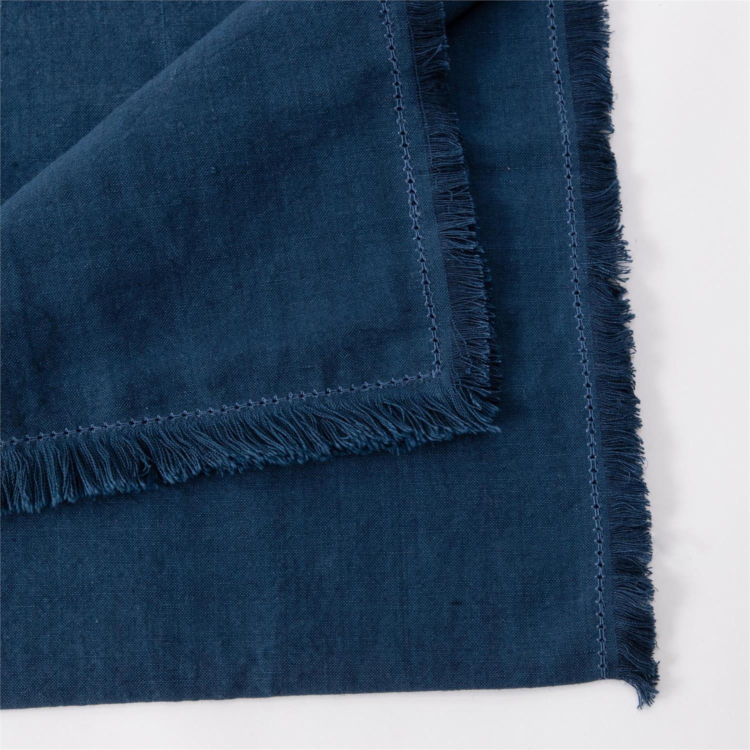 Blue Stonewashed Linen Blend 72" Table Runner - Image 2