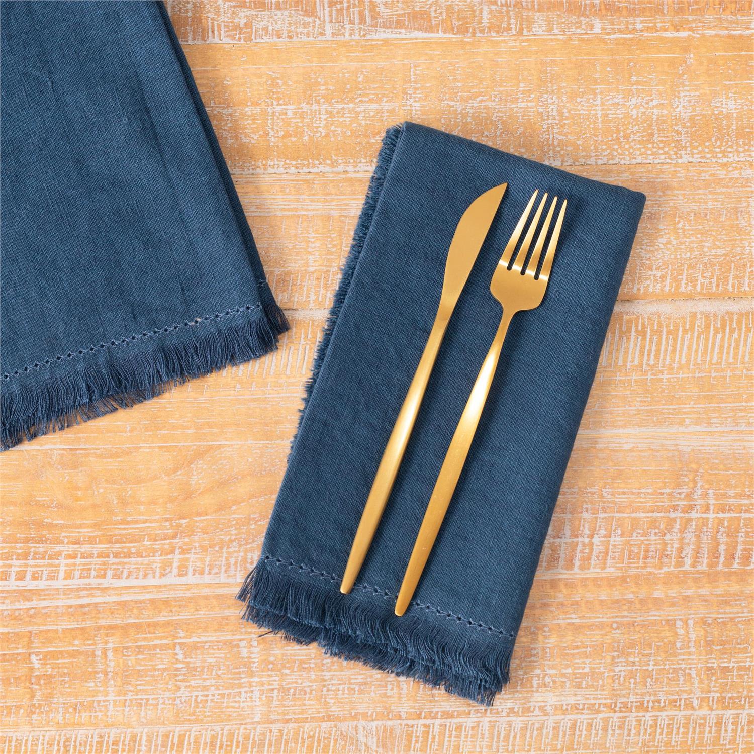 Blue Stonewashed Linen Blend Napkin