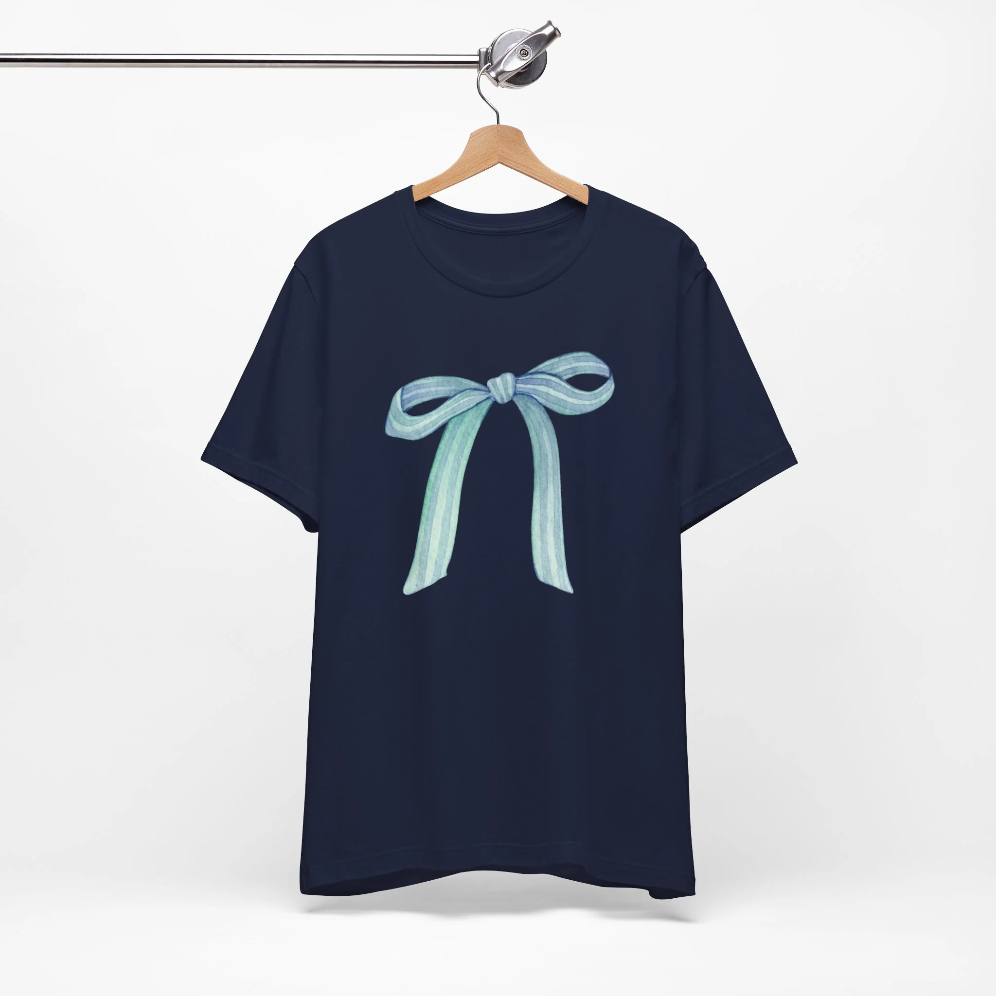 Blue Striped Bow Cozy T-Shirt - Image 2