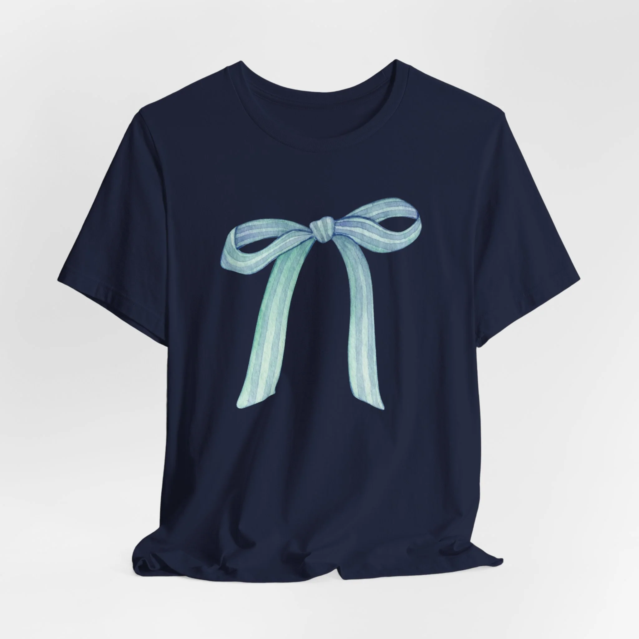 Blue Striped Bow Cozy T-Shirt - Image 3