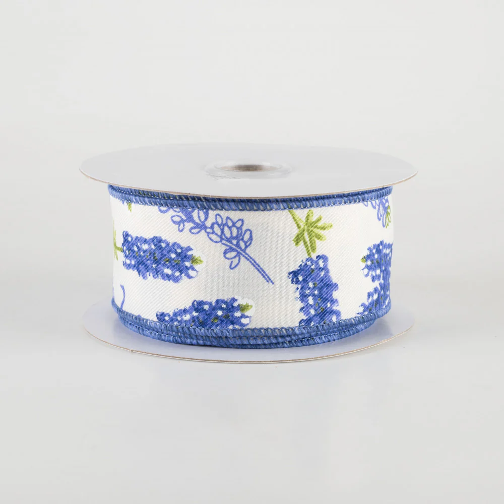 💙 Bluebonnet Flowers Wired Ribbon 1.5" x 10 yards - Image 2
