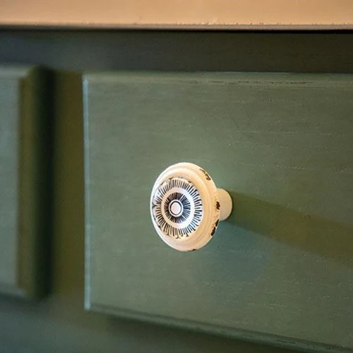 Boho Floral Lines Black and White Metal Knob - Image 2