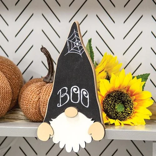 ๐ Boo Gnome 9.5" Wooden Shelf Sitter - Image 2