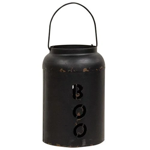 Boo Luminary Distressed Black Metal with Handle - Image 2