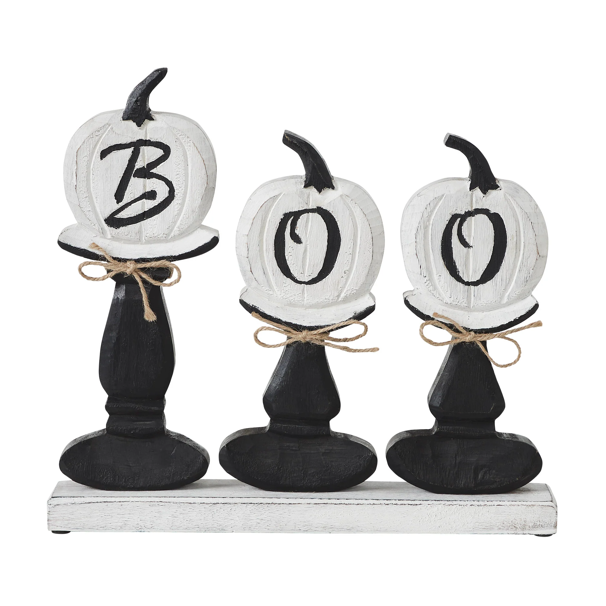 BOO Pumpkins Wooden Tabletop Halloween Decor - Image 2