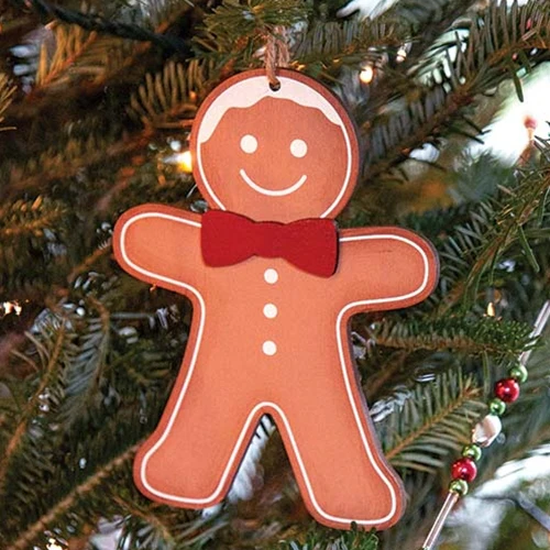 Bow Tie Gingerbread Wooden Ornament - Image 2