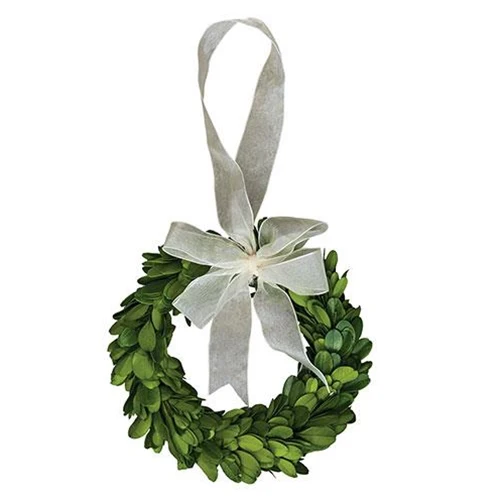 Boxwood 10" Hanging Wreath Ring with Ribbon - Image 2