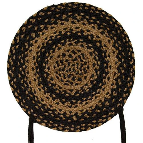 Braided Tan and Ebony Jute Chair Pad