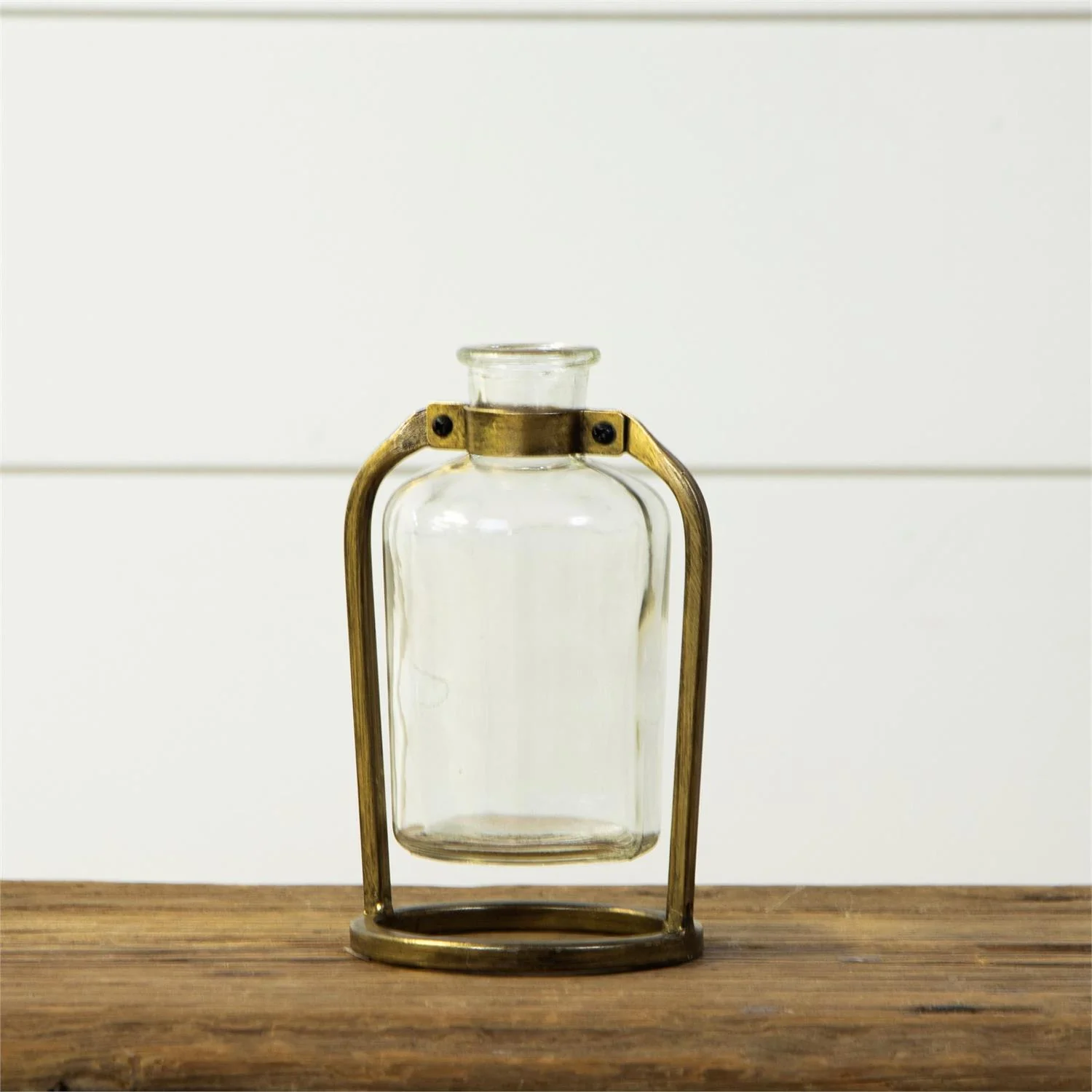 Brass and Glass Bud Vase 5.75" H