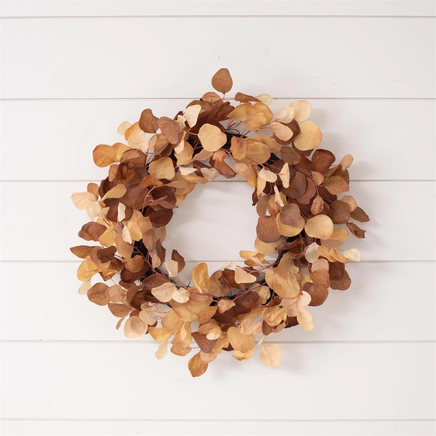 Brown And Cream Eucalyptus 24" Faux Foliage Wreath