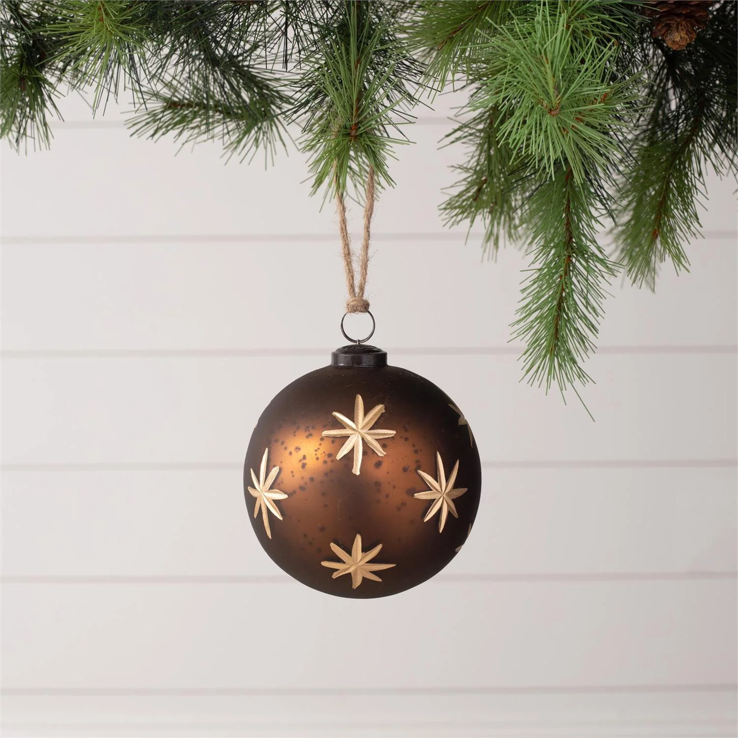 💙 Brown Etched Glass Stars 5" Ornament - Image 2