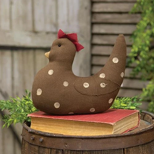 Brown & White Polka Dot Chicken Fabric Figure - Image 2