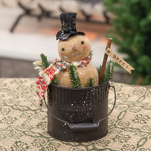 💙 Brrr Snowman Fabric Figure in Bucket - Image 2