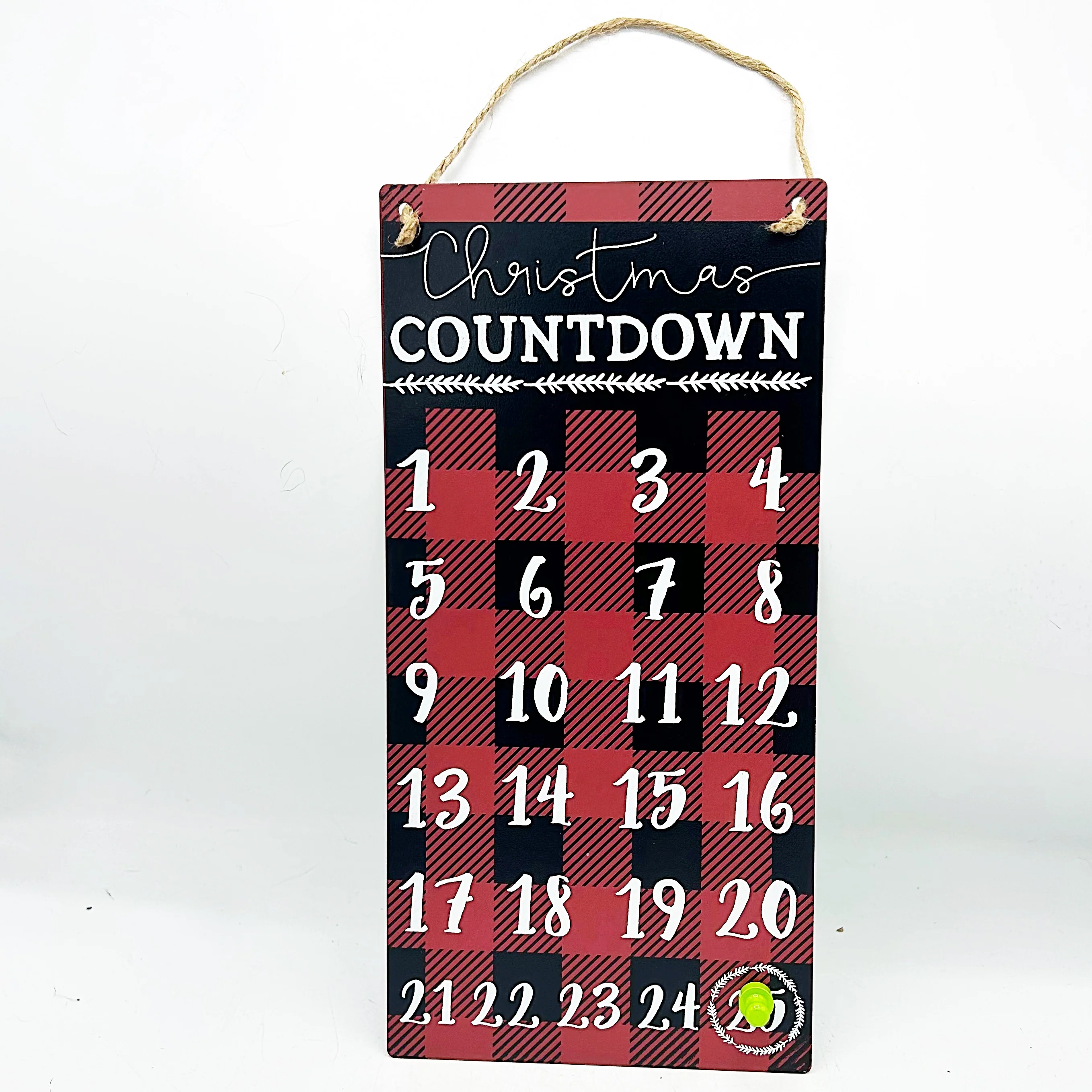 ๐ Buffalo Check Christmas Countdown Hanging Sign
