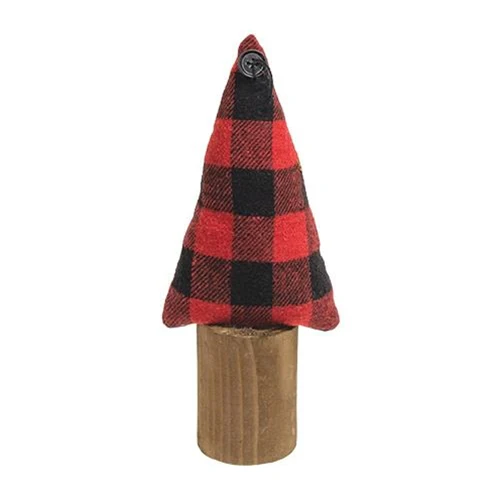 Buffalo Check Christmas Tree on Stump 9.5" H