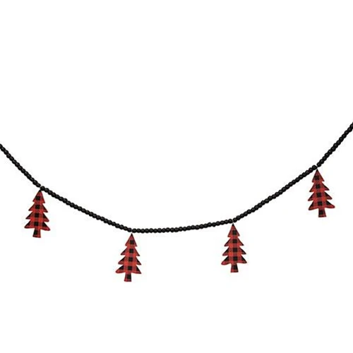 Buffalo Check Christmas Trees Beaded Garland - Image 3