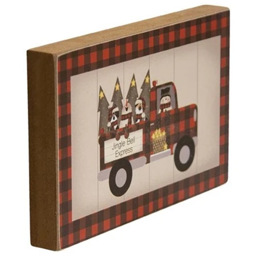 Buffalo Check Jingle Bell Express Truck Block - Image 2