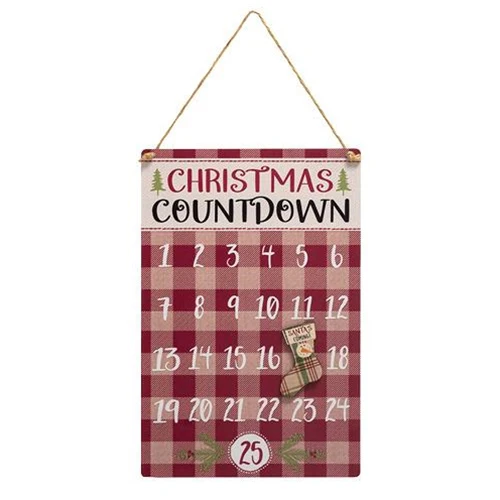 Buffalo Check Metal Christmas Countdown Calendar