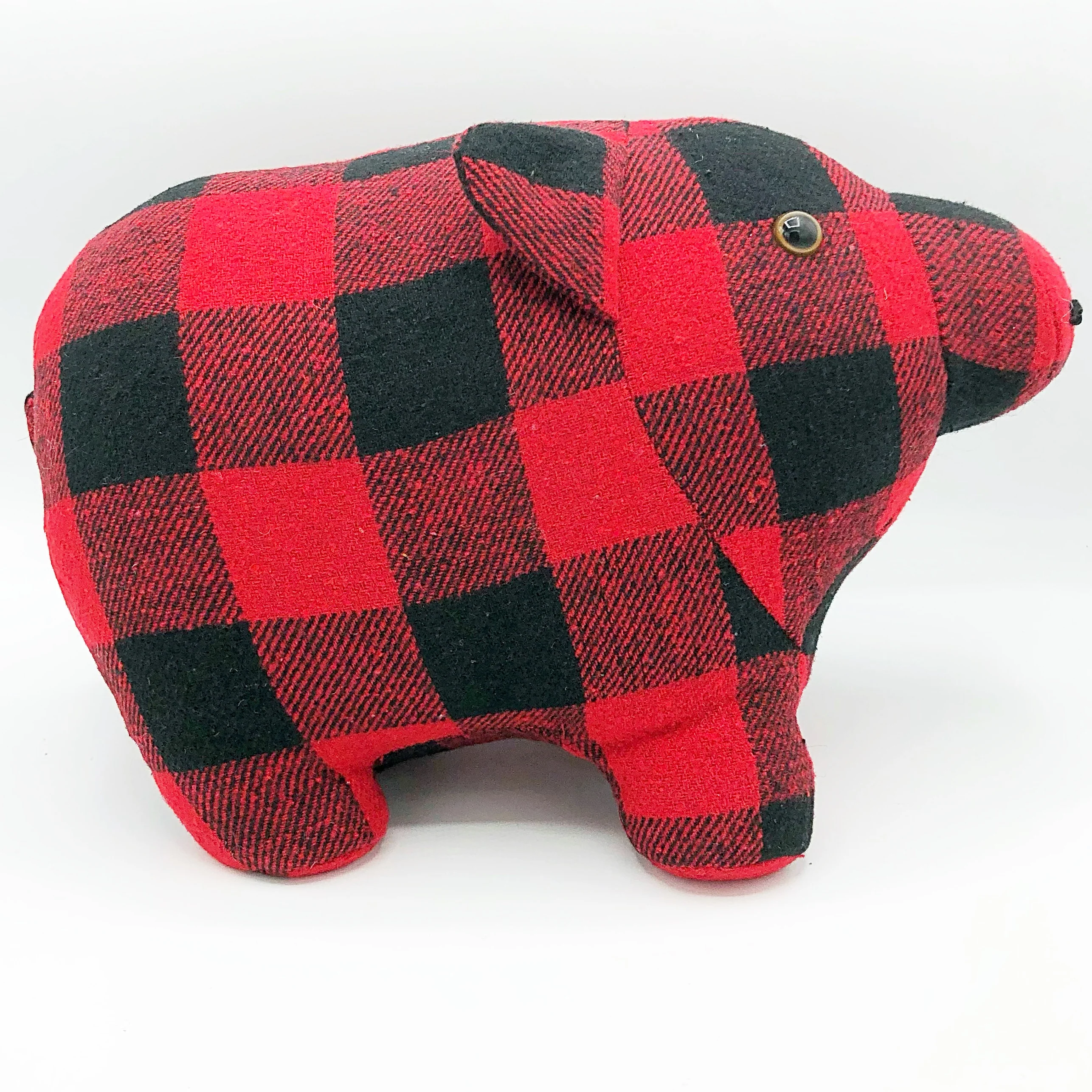 💙 Buffalo Plaid Black and Red Pig Door Stopper