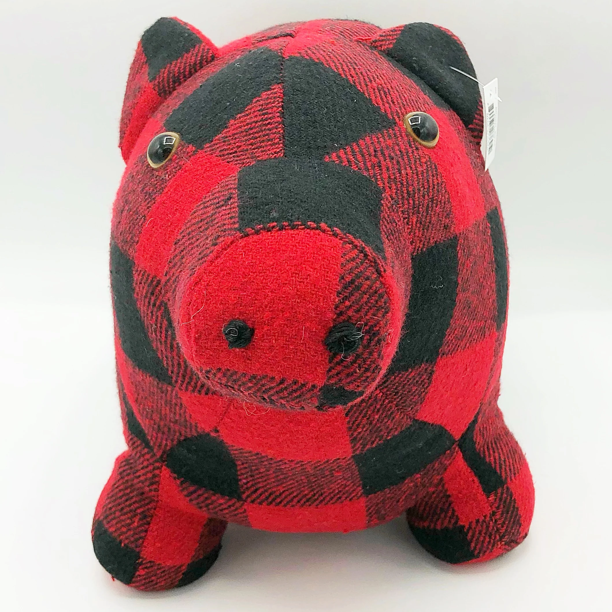💙 Buffalo Plaid Black and Red Pig Door Stopper - Image 2