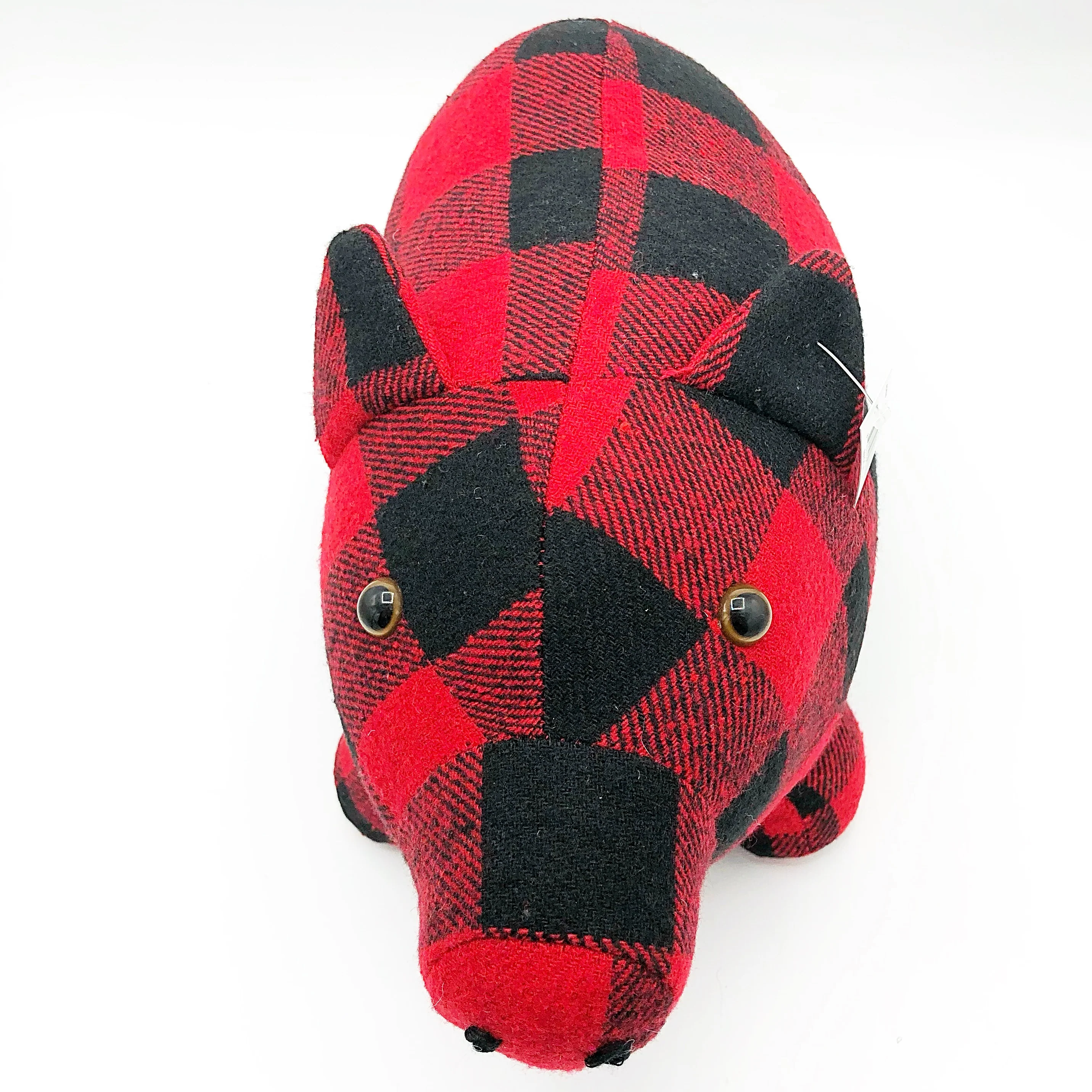 💙 Buffalo Plaid Black and Red Pig Door Stopper - Image 5