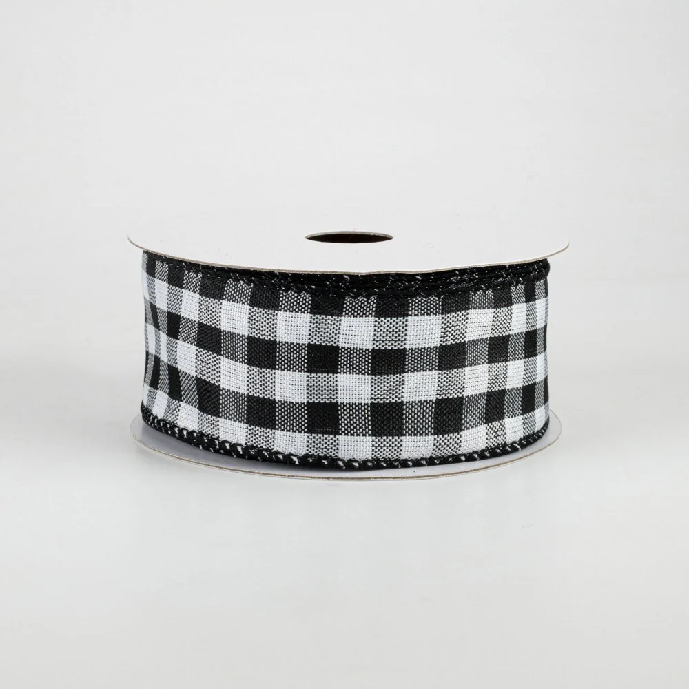 Buffalo Plaid Black & White Ribbon 1.5" x 10 yards