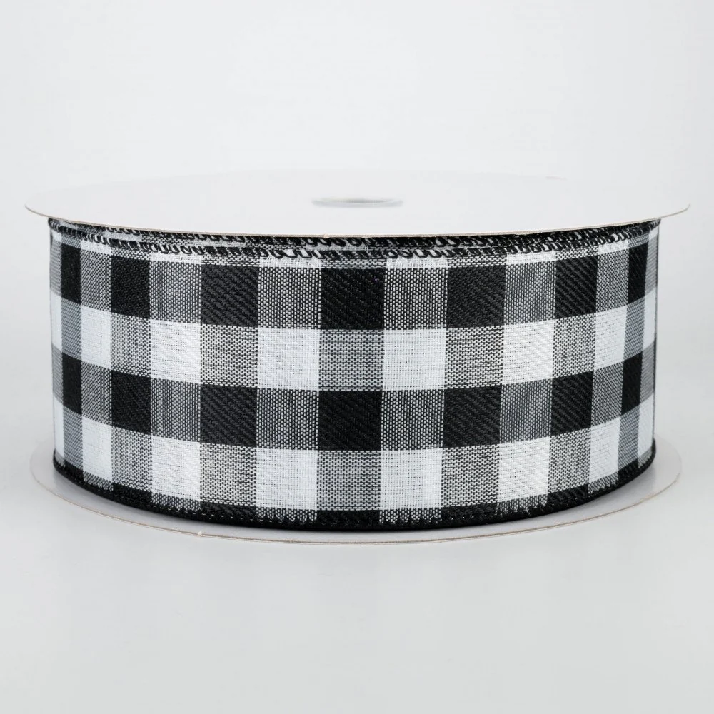 Buffalo Plaid Black & White Ribbon 2.5" x 50 yards