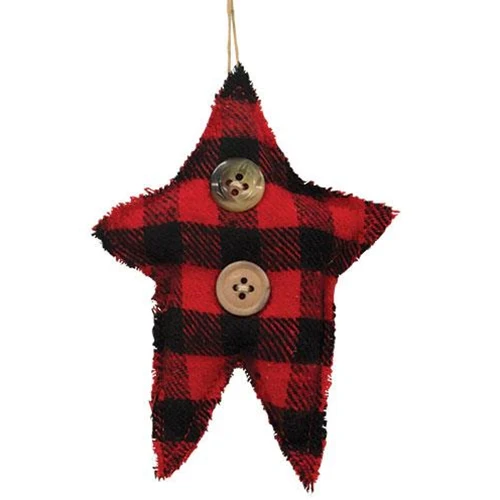 C1225Buffalo Plaid Star Buttons Ornament