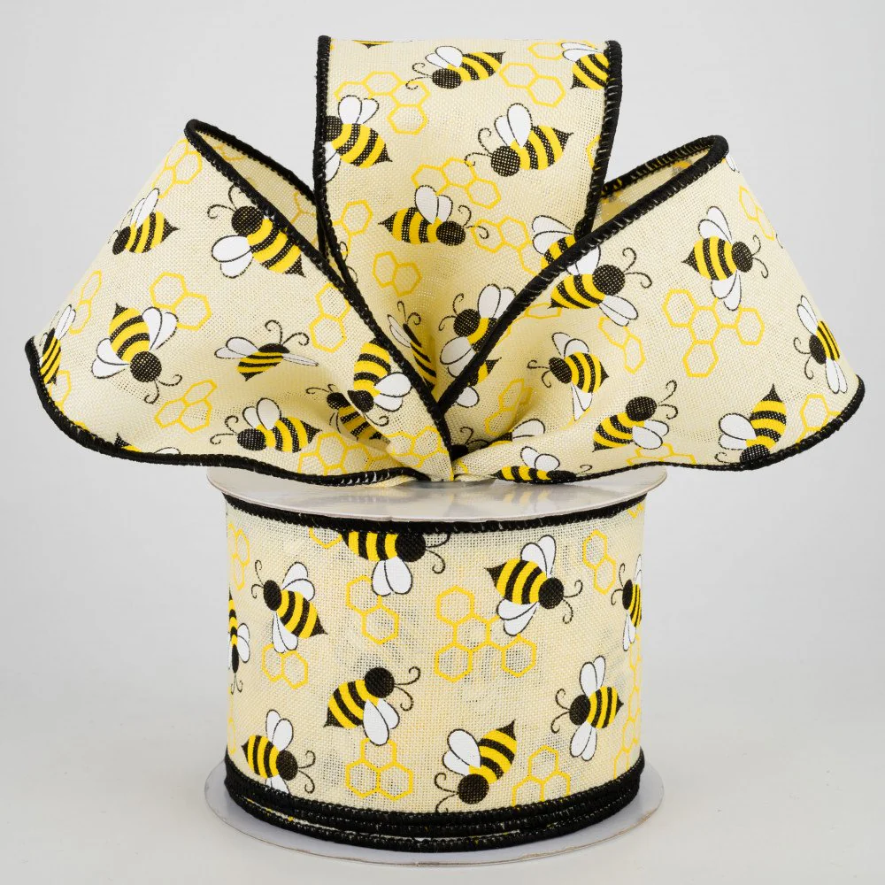 Bumblebees and Honeycomb Ribbon 2.5" x 10 yards - Image 2