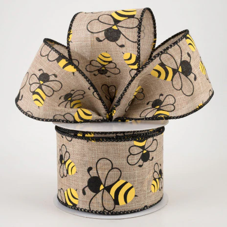 Bumblebees on Natural Background Ribbon 2.5" x 10 yards