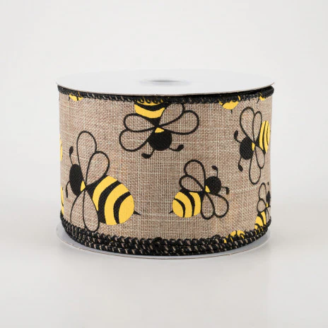 Bumblebees on Natural Background Ribbon 2.5" x 10 yards - Image 2