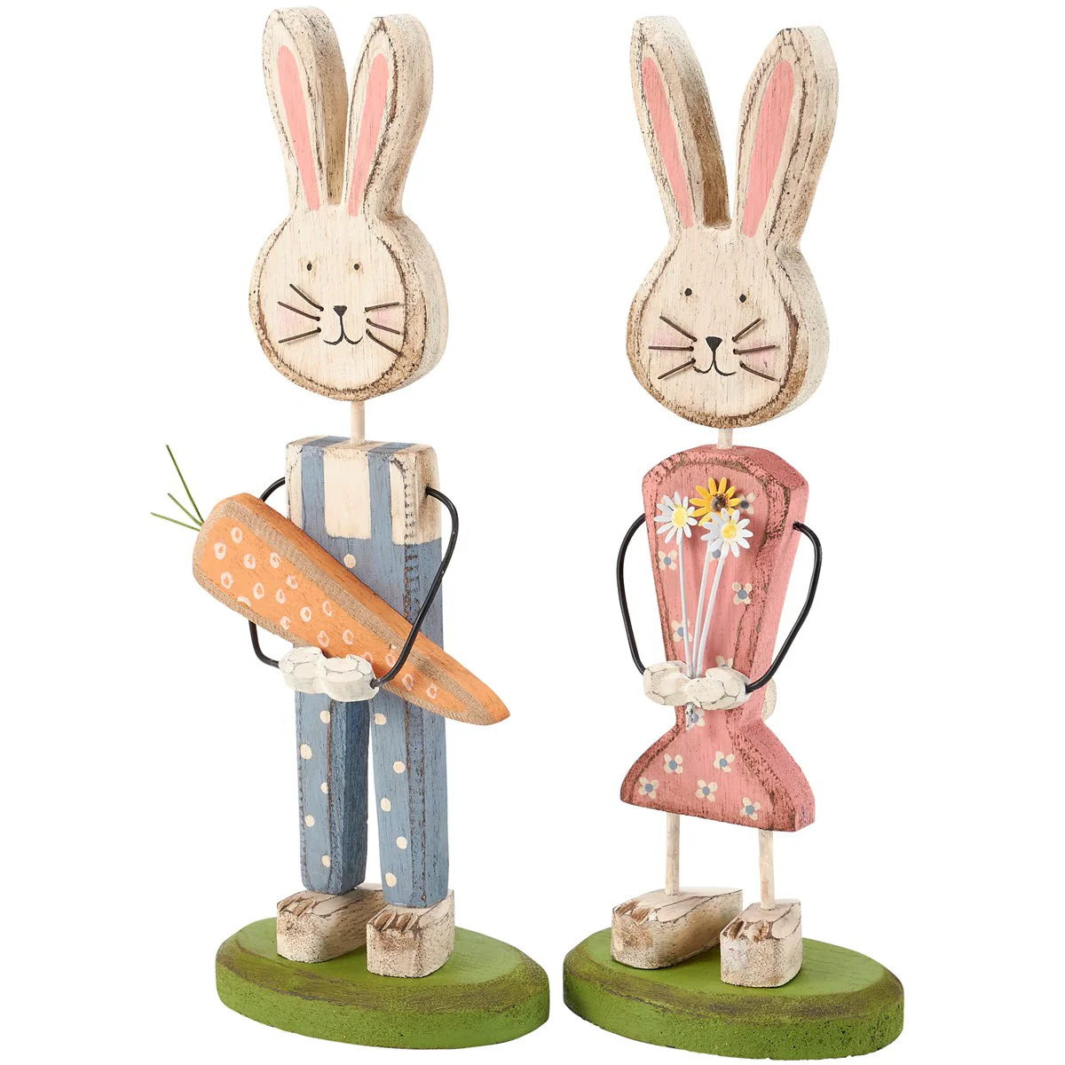 ๐ Bunny Couple Wooden Stand Up Figures 12" H