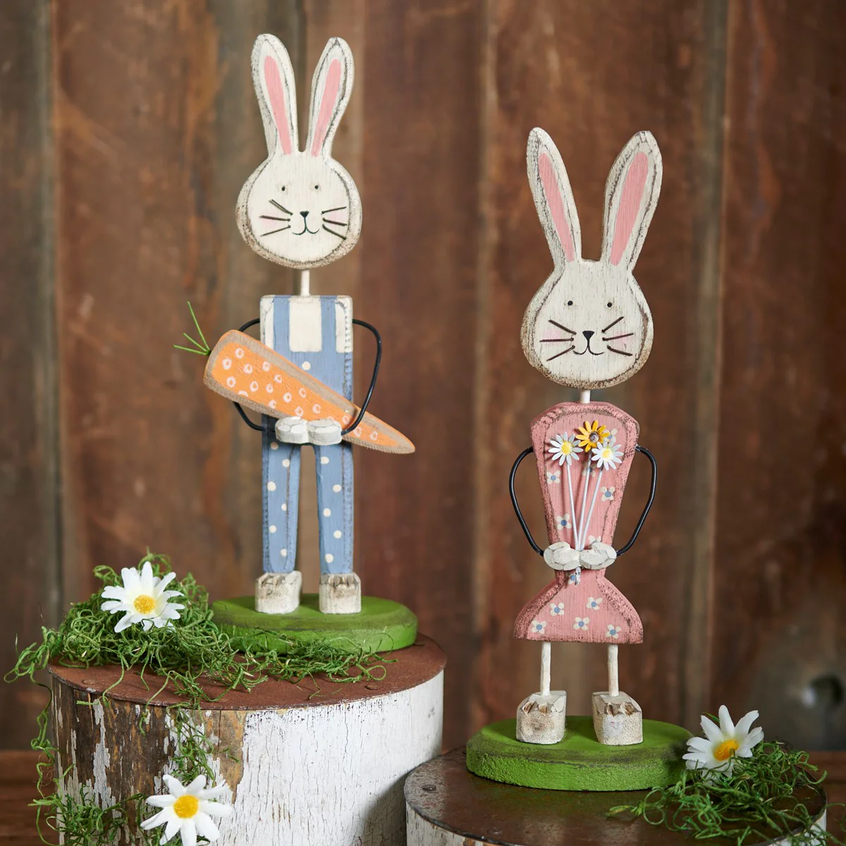 ๐ Bunny Couple Wooden Stand Up Figures 12" H - Image 2