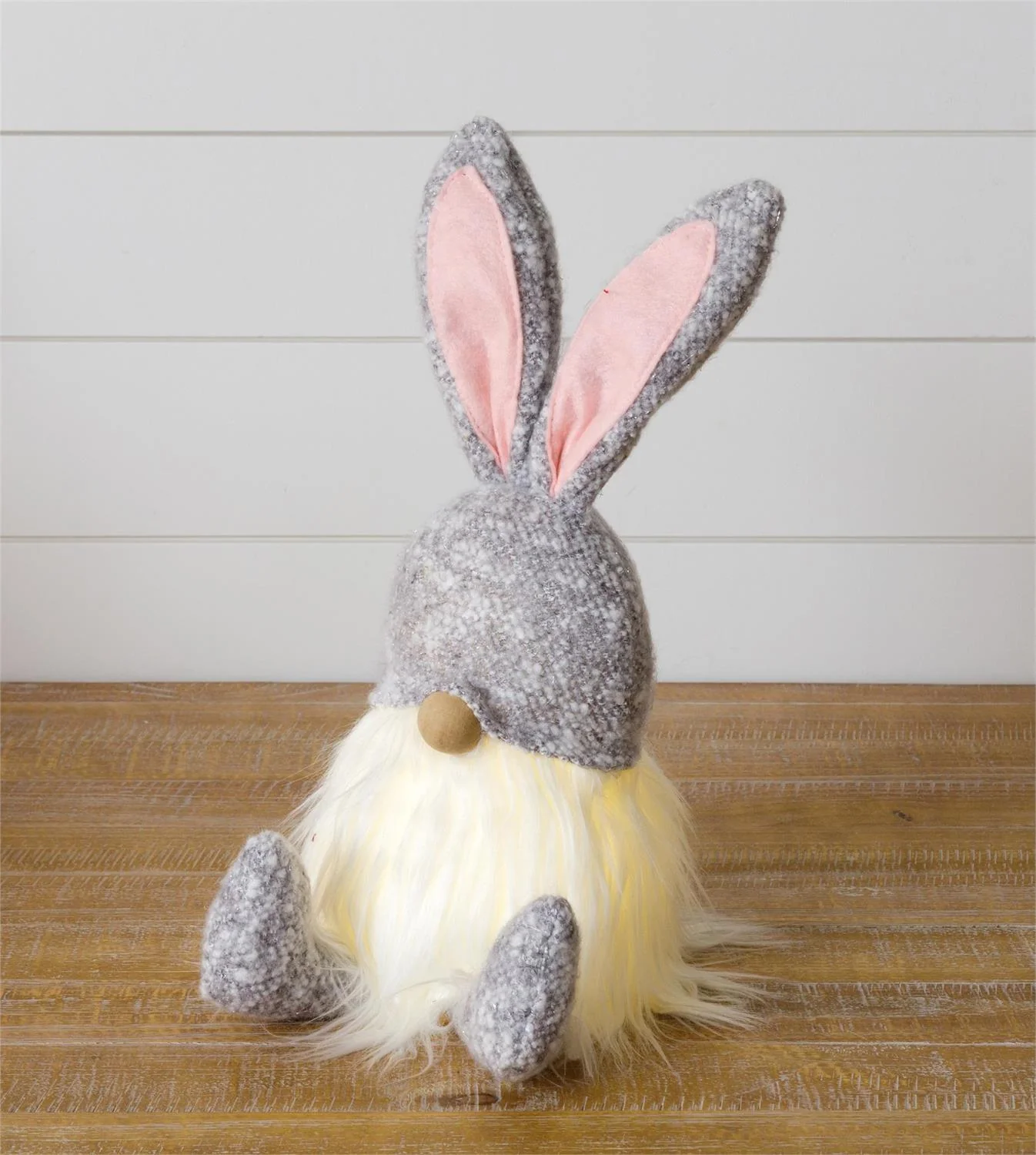 Bunny Ears Lighted Grey Gnome Figure