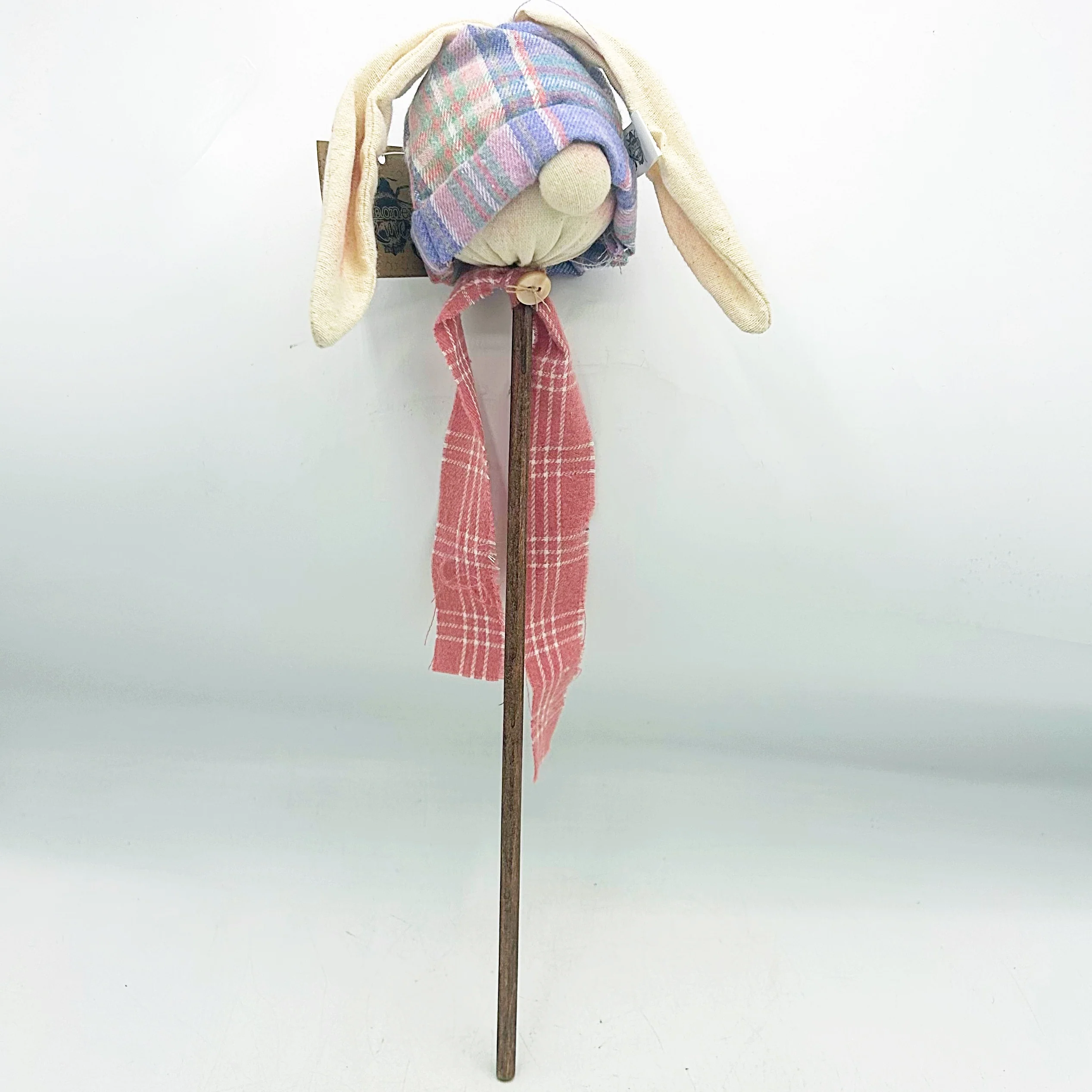 ๐ Bunny Head with Purple Plaid Hat Easter Wand