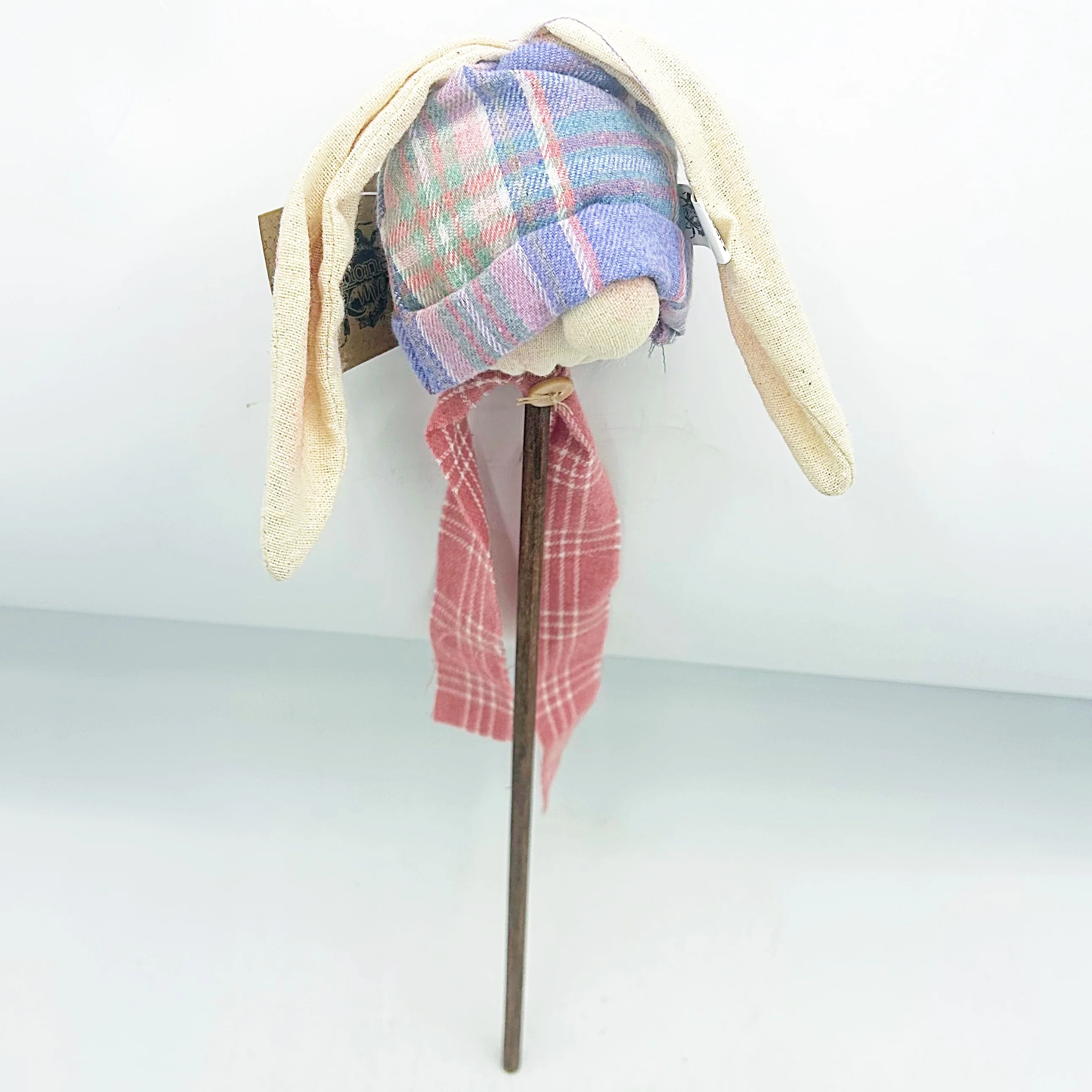 ๐ Bunny Head with Purple Plaid Hat Easter Wand - Image 2