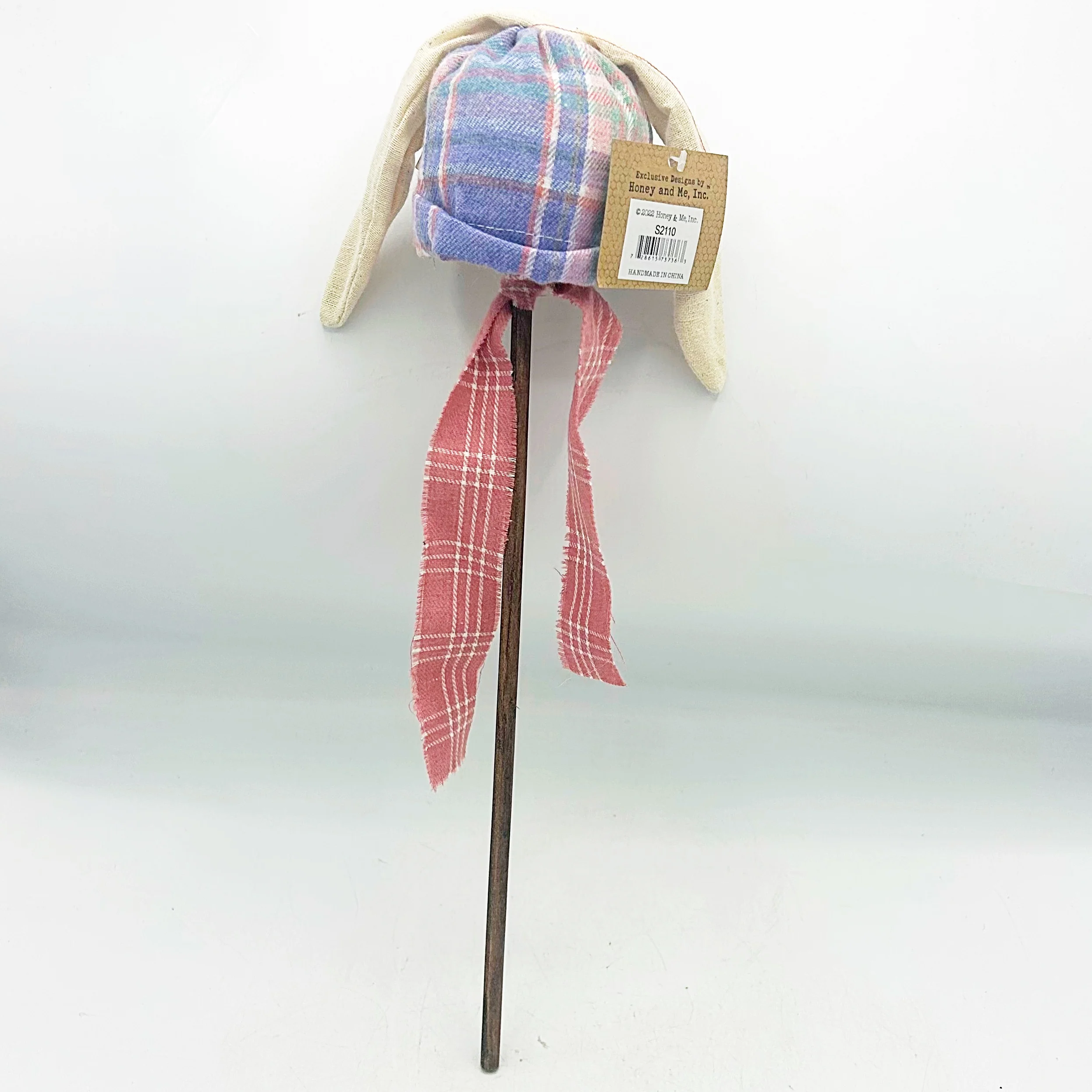 ๐ Bunny Head with Purple Plaid Hat Easter Wand - Image 3