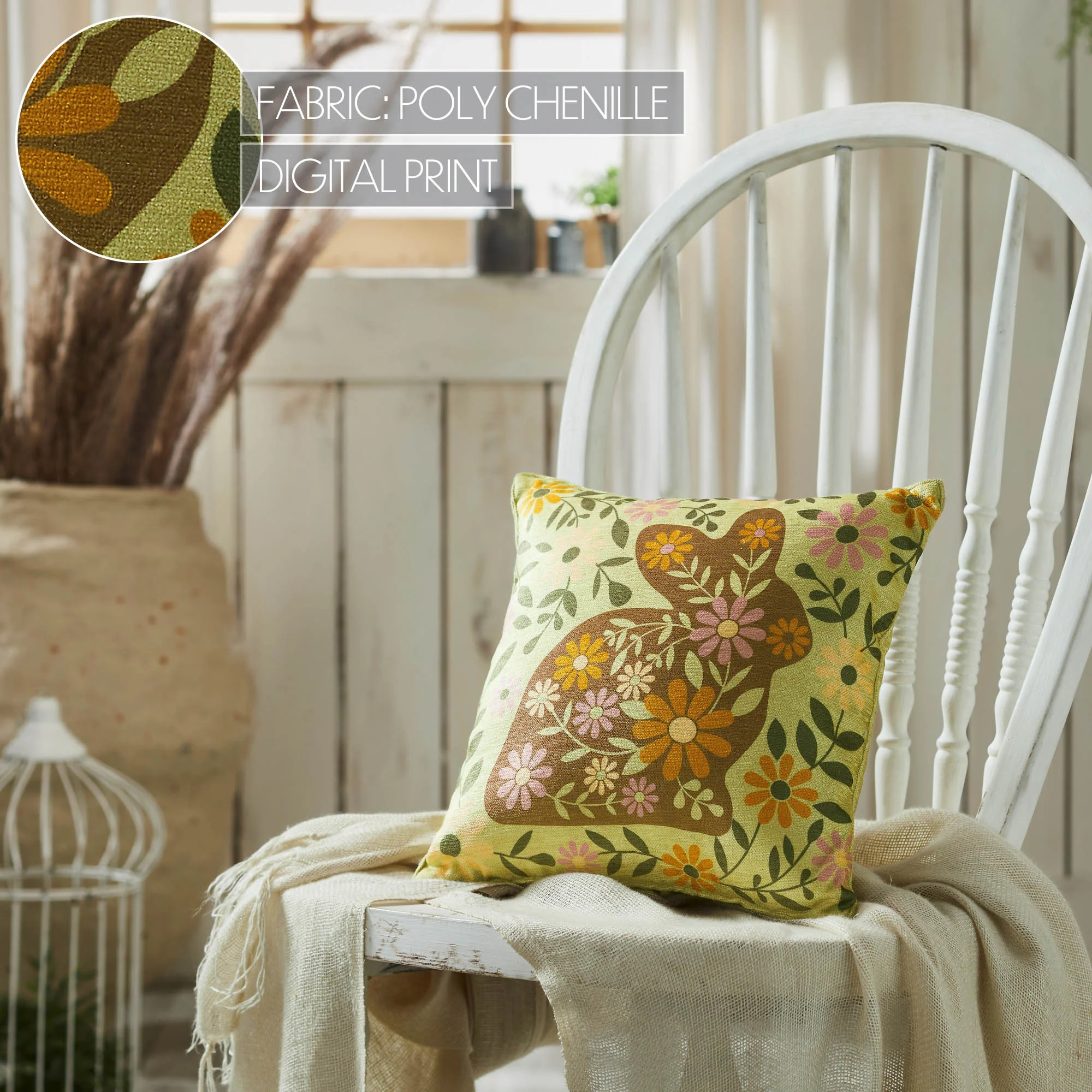 Bunny Hop Floral 12" Accent Pillow - Image 5