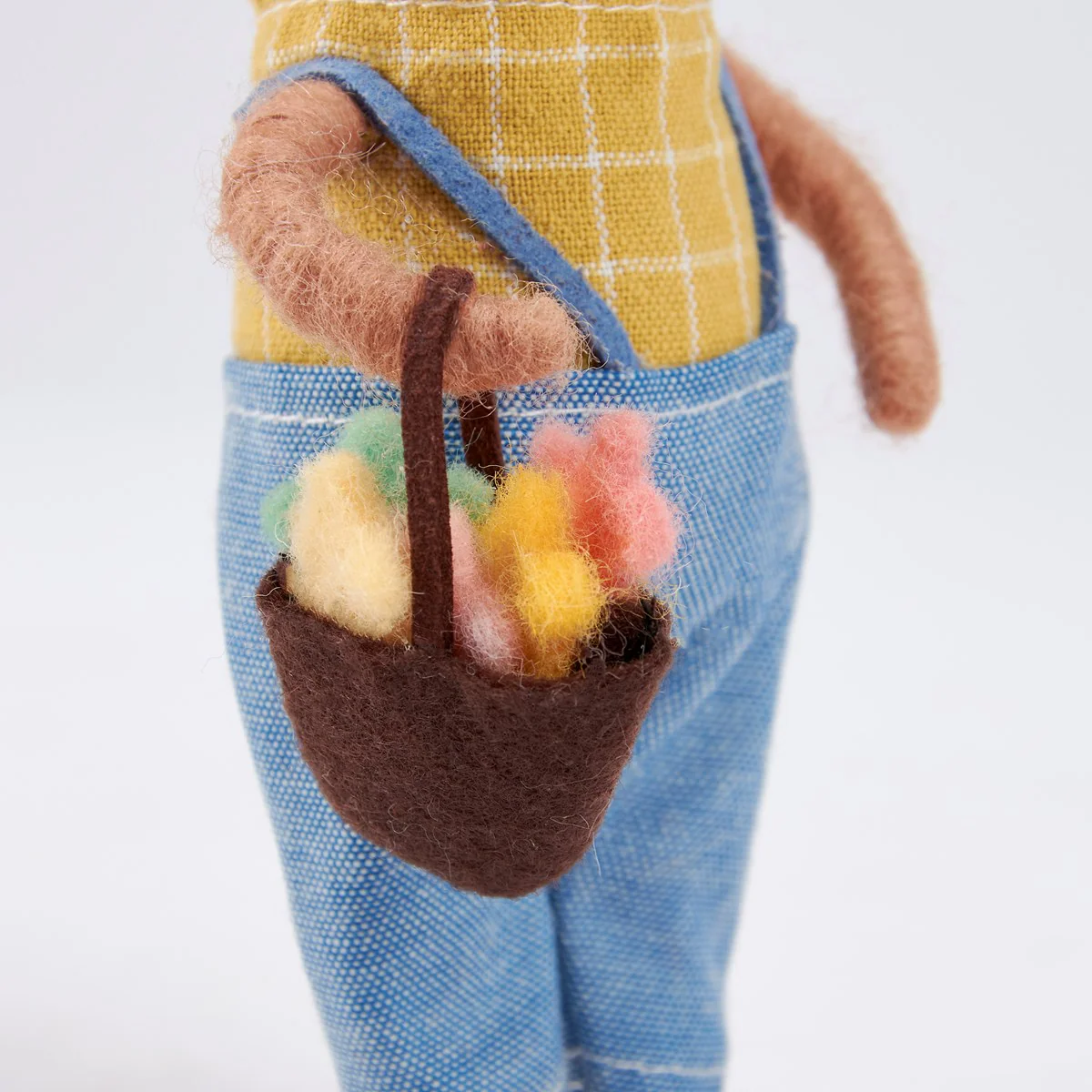 ๐ Bunny in Overalls with Basket of Veggies Felt Figure - Image 3