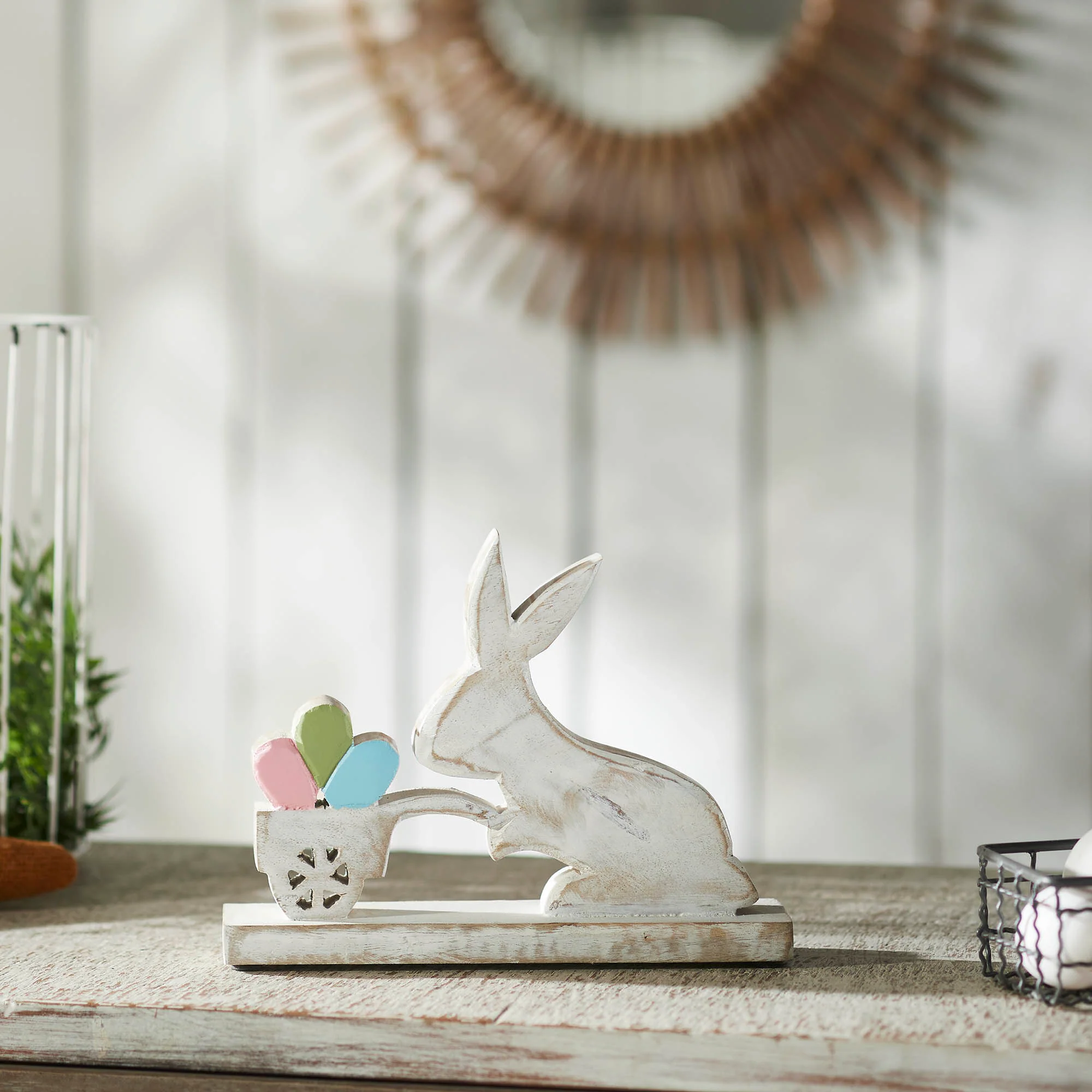 Bunny with Cart of Eggs Wooden Sitter - Image 2