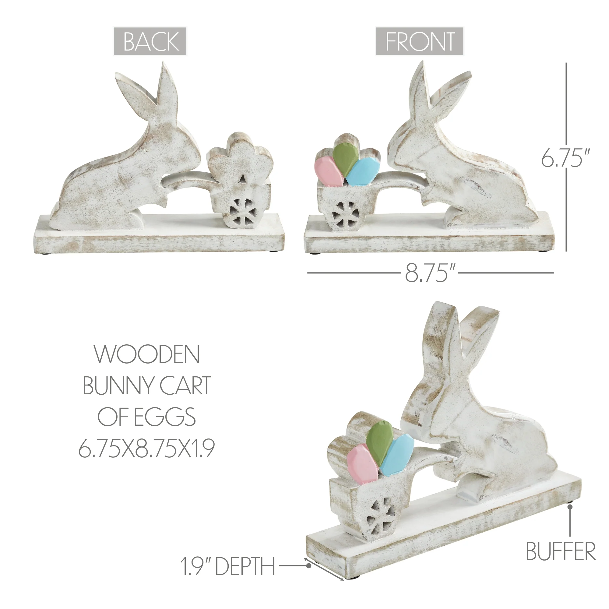 Bunny with Cart of Eggs Wooden Sitter - Image 6