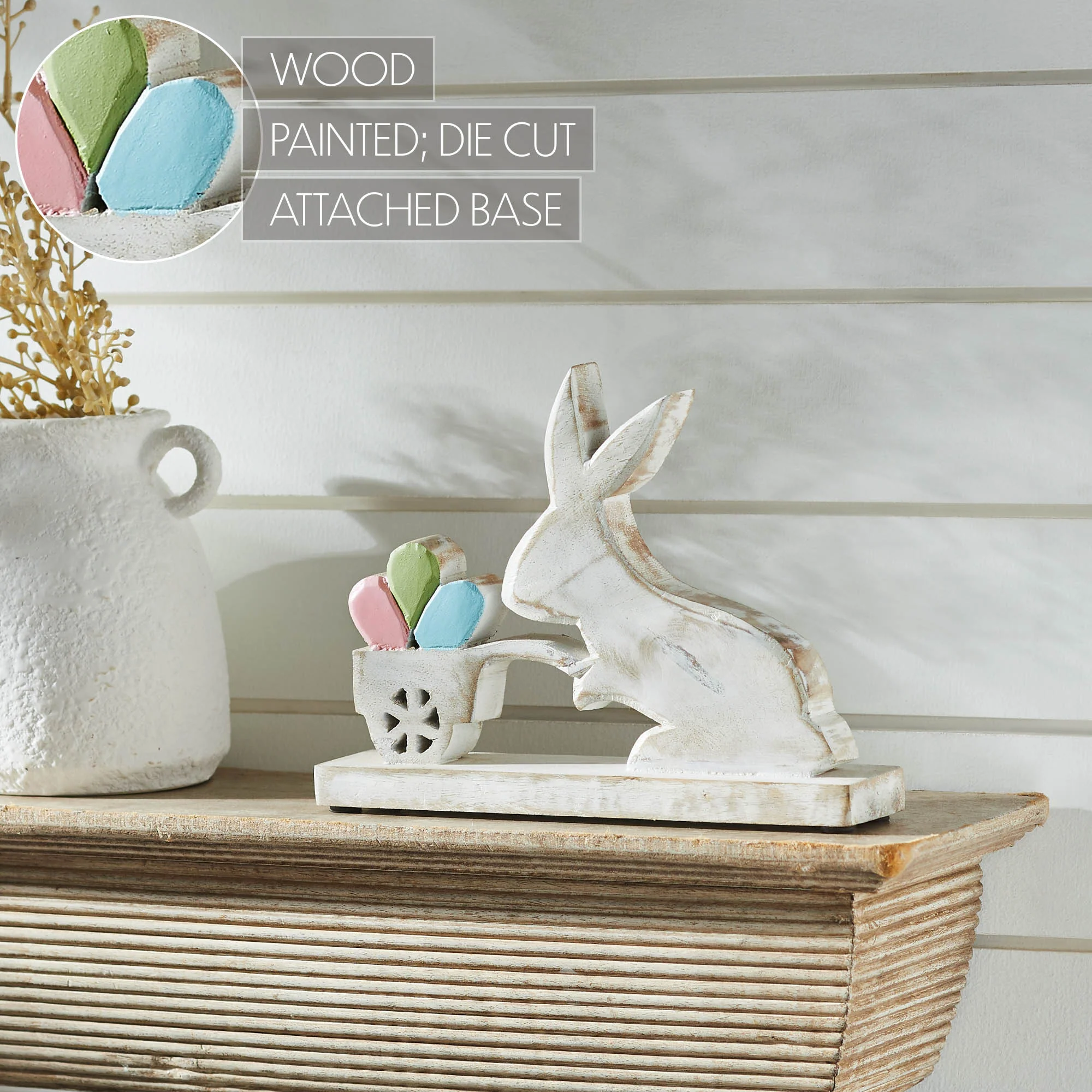 Bunny with Cart of Eggs Wooden Sitter - Image 7